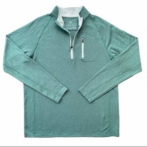 FreeFly Mens Bamboo Fleece Quarter Zip Teal Green Blue Size Large